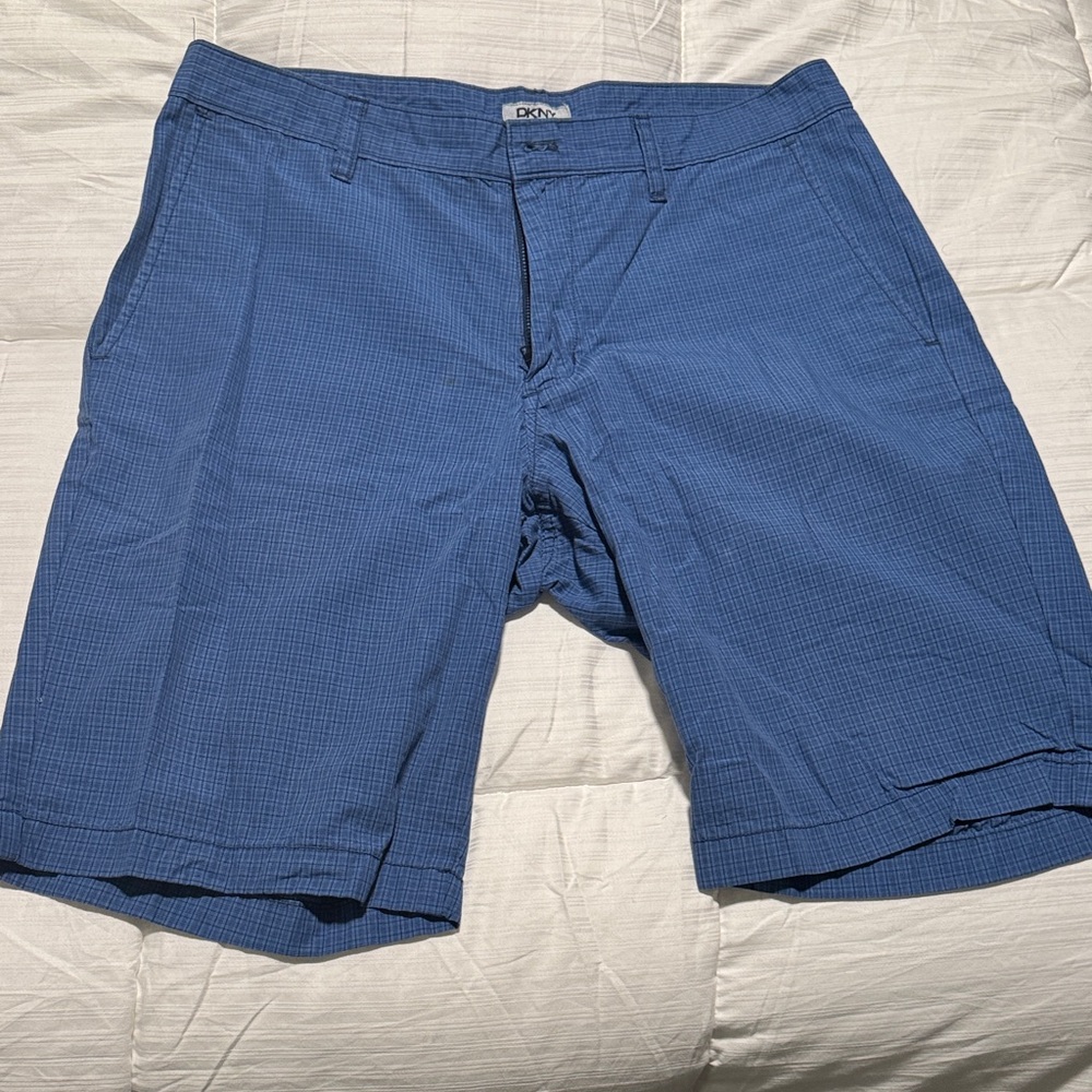 DKNY Men's Navy Checkered Shorts